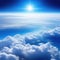 Splendid background cloudscape above the atmosphere in the with a galaxy and starry space at the Digital art view from above the