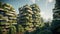 Splendid environmental awareness city with vertical forest, Building covered with green plants, Ecology and environment
