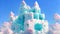 Splendid ice floating castle for fairy tale princess in the sky kingdom.