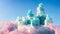 Splendid ice floating castle for fairy tale princess in the sky kingdom.