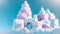 Splendid ice floating castle for fairy tale princess in the sky kingdom.