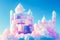 Splendid ice floating castle for fairy tale princess in the sky kingdom.