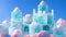 Splendid ice floating castle for fairy tale princess in the sky kingdom.