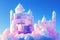 Splendid ice floating castle for fairy tale princess in the sky kingdom.