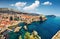 Splendid morning view of famous Fort Bokar in city of Dubrovnik. Sunny summer seascape of Adriatic sea, Croatia, Europe. Beautiful