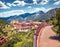 Splendid spring cityscape of Nebida town. Sunny morning view of Sardinia island, Italy, Europe.