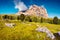 Splendid summer morning on the Sassolungo Langkofel mountain r