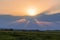 A splendid sunset sky over a field wallpaper