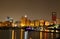 Splendid view of illuminated Al Fateh Highway Highrise buildings, Bahrain