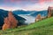 Splendid view of Zell lake. Impressive autumn sunrise of Austrian town - Zell am See, south of the city of Salzburg. Beauty of