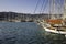 Splendid yachts Moored at coast Aegean sea in Bodrum marina