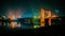 the splendor of the city bridge at night with sparkling lights