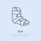 Splint for broken leg icon, line logo. Flat sign for trauma rehabilitation equipment shop