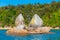 Split Apple Rock at  Abel Tasman national park in New Zealand