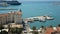 Split, Croatia - 07 22 2015 - Aerial view of the city from the bell tower, port with ships, beautiful cityscape, sunny day