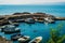 Split, Croatia - June 5, 2019: Sports and recreational nautical harbor in a bay protected naturally between the mountains of