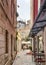 Split. Croatia - June 5, 2019: Women on a shopping trip in the old part of the European city with stone houses, lanterns, cafes