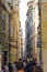 SPLIT, CROATIA, OCTOBER 01, 2017: Tourist walking and taking photo on the narrow street in Split.