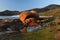 Split granite boulders glowing in the early evening sun at Squeaky beach Wilsons Promontory