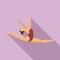 Split jump girl gymnastics icon, flat style