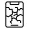 Split mobile screen icon outline vector. Broken display device