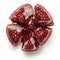 Split pomegranate fruit on white