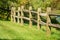 Split rail wood fence in park
