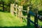 Split rail wood fence in park