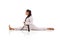 Split tae-kwon-do girl sideways profile isolated