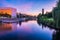 Spokane River in Riverfront Park with Clock Tower