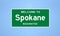 Spokane, Washington city limit sign. Town sign from the USA.