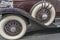 Spoke wheels of vintage car, Wanaka, New Zealand