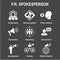 Spokesperson icon set - bullhorn, coordination, pr, and public r