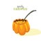 Spoky Haloween postcard. Orange pumpkin soup. Simple vector illustration.