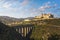 Spoleto, Ponte delle Torri bridge and Rocca Albornoziana fortress. Umbria, Italy