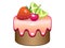 Sponge cake with strawberries, cherries and lemon. Creamy fruit cake. Cupcake with icing, lemon, cherry and strawberries - vector