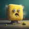 A Sponge Character with a Surprised Look and its Mouth Open, Exudes a Sense of Surprise, Shock, and Craziness