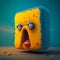 A Sponge Character with a Wild Expression and its Mouth Wide open, Exudes a Sense of Surprise, Shock, and Craziness