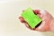 Sponge with detergent and foam while washing. Cleaning Kitchen, bathroom or toilet. Wash dishes and plumbing. Abrasive sponges for