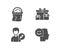 Sponge, Edit person and Surprise boxes icons. Good mood sign. Cleaner bucket, Change user info, Holiday gifts.