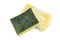Sponge, Old Sponge Wash, Dish washing sponge, Fiber Absorbent Yellow Sponges cleaning Isolated on white background