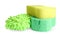 Sponges and car wash mitt on white background