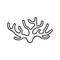 Spongilla icon. Linear logo of seaweed. Black simple illustration of coral, water plant or wooden driftwood. Contour isolated