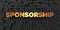 Sponsorship - Gold text on black background - 3D rendered royalty free stock picture