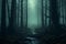 Spooky allure Misty forest background evoking a haunting atmosphere, 3D