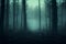 Spooky allure Misty forest background evoking a haunting atmosphere, 3D