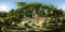 Spooky bald cypresses in the swamp 3d rendering 360 panorama