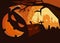 Spooky banner with pumpkin heads.