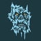 Spooky blue face demon. Vector illustration.