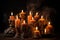 spooky burning candles. Halloween concept decoration.